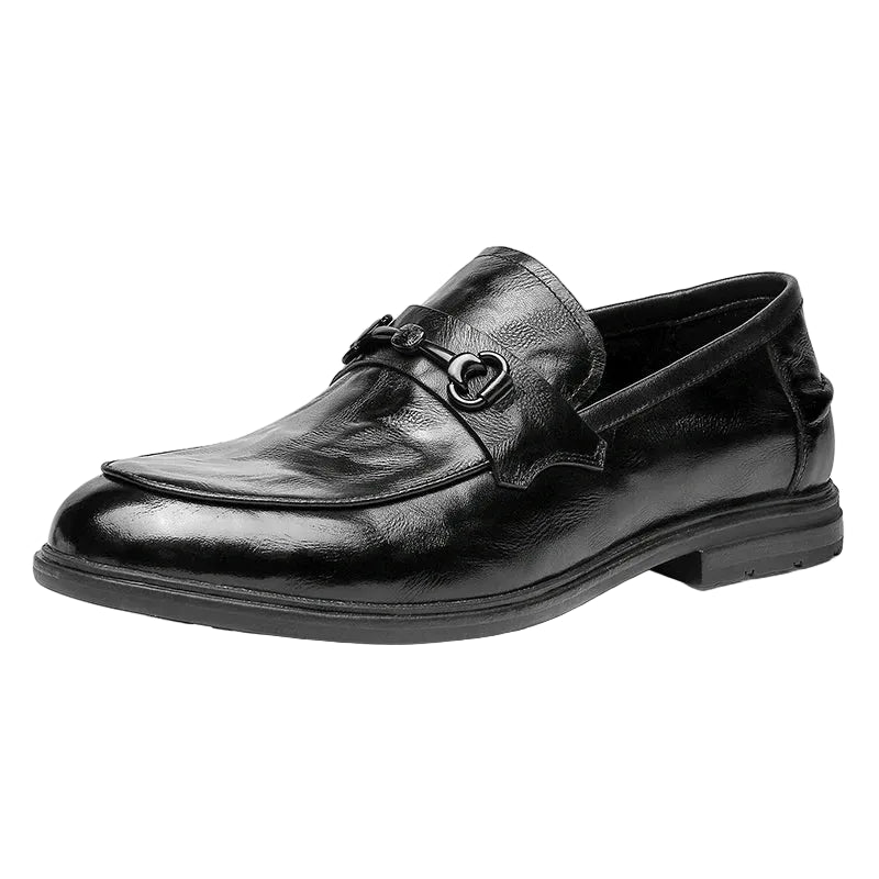 Men's genuine leather loafers by Craftklart Dropship, slip-on casual driving shoes in black and brown leather.