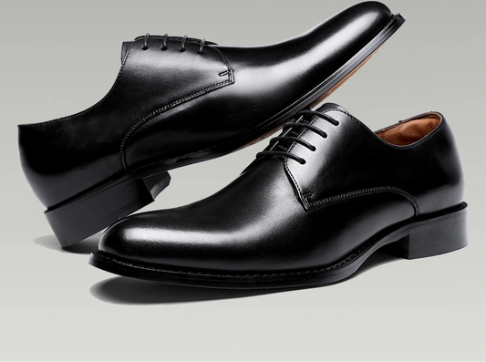 Men's genuine leather derby shoes in brown by Craftklart Dropship, featuring classic design and polished finish.