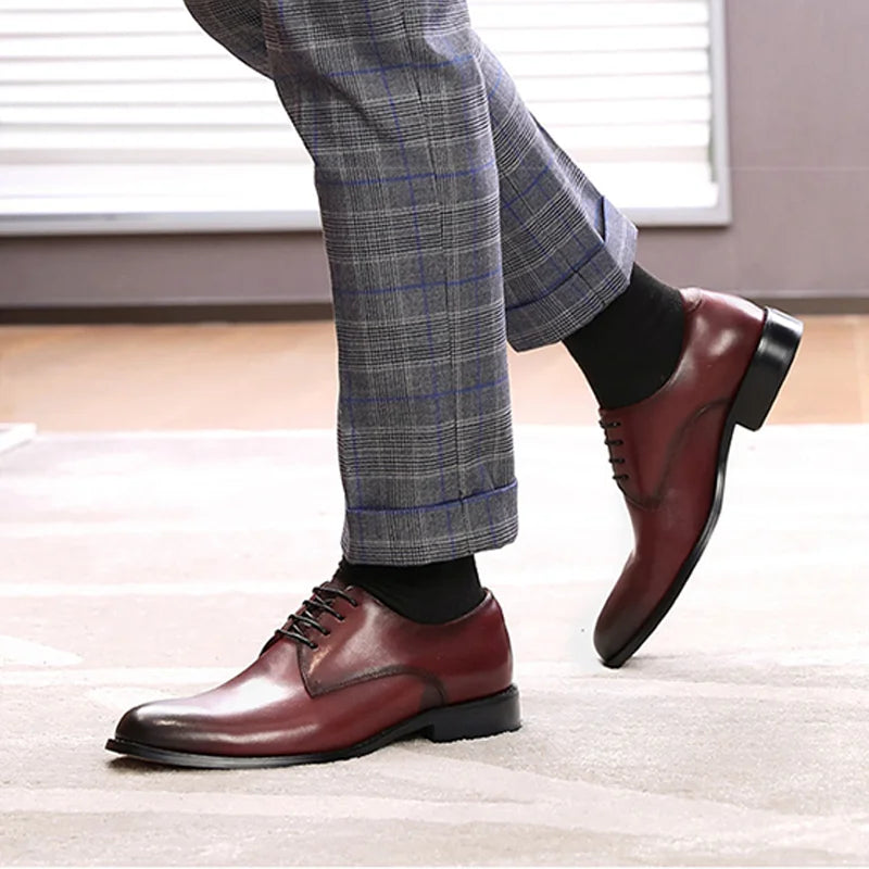 Men's genuine leather derby shoes in brown by Craftklart Dropship, featuring classic design and polished finish.