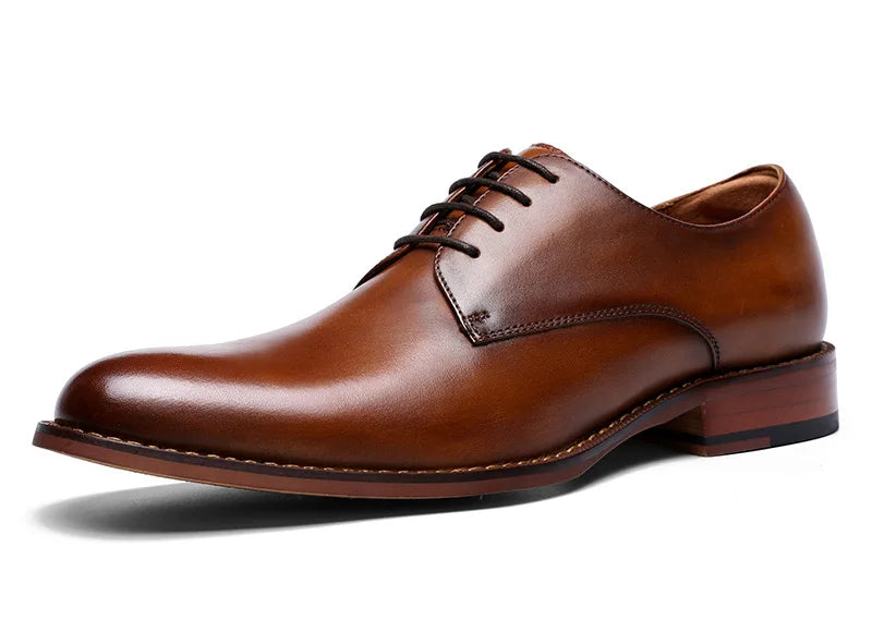 Men's genuine leather derby shoes in brown, crafted by Craftklart Dropship, featuring classic lace-up design.