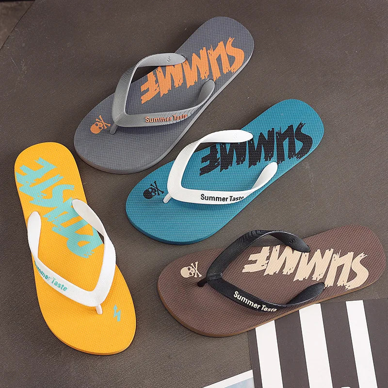 Men's retro print flip flop sandals by Craftklart Dropship, featuring colorful vintage-inspired design and comfortable footwear for summer.