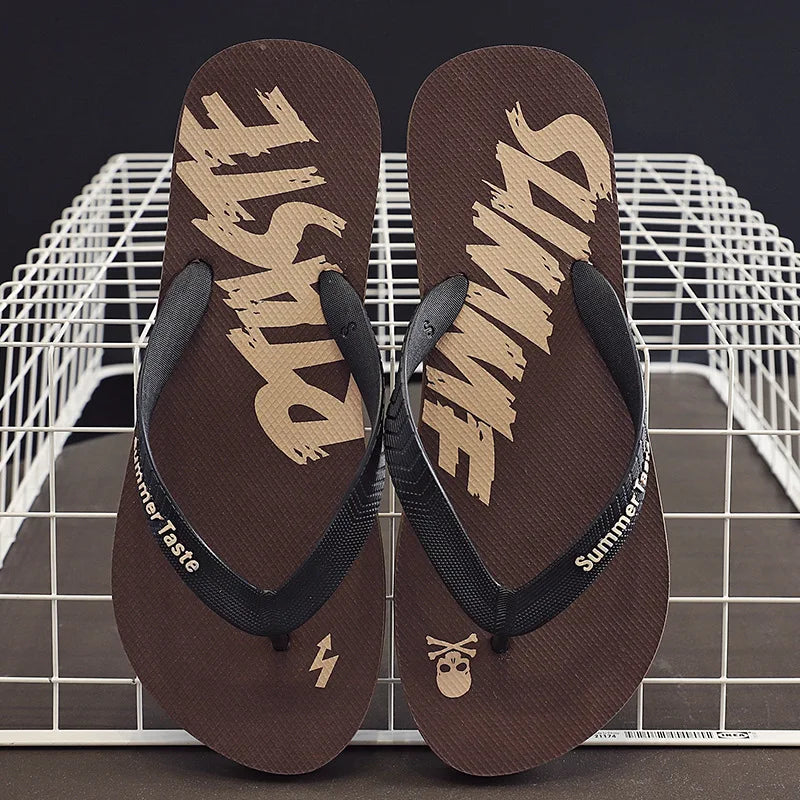 Men's retro print flip flop sandals by Craftklart Dropship, casual shoes with colorful retro design, ideal for summer wear.