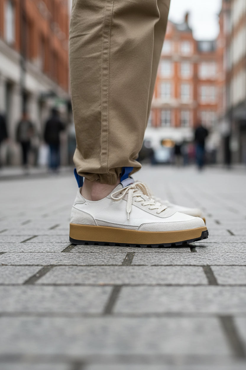 Amber yellow men's casual low-top mesh sneakers by Craftklart Dropship, featuring breathable fabric and sporty design.