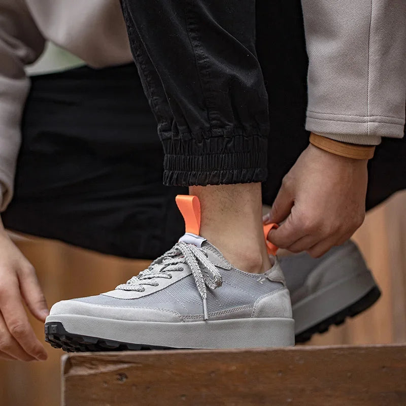 Amber yellow Craftklart Dropship men's casual low-top sneakers with breathable mesh material and a comfortable fit.
