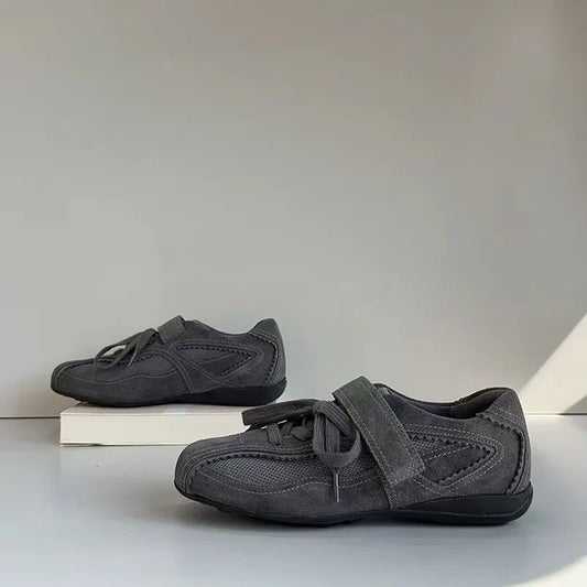 Women's Retro Ballet Lace-Up Sneakers | Flat Sole Vulcanized Shoes | Minimalist Streetwear | Craftklart