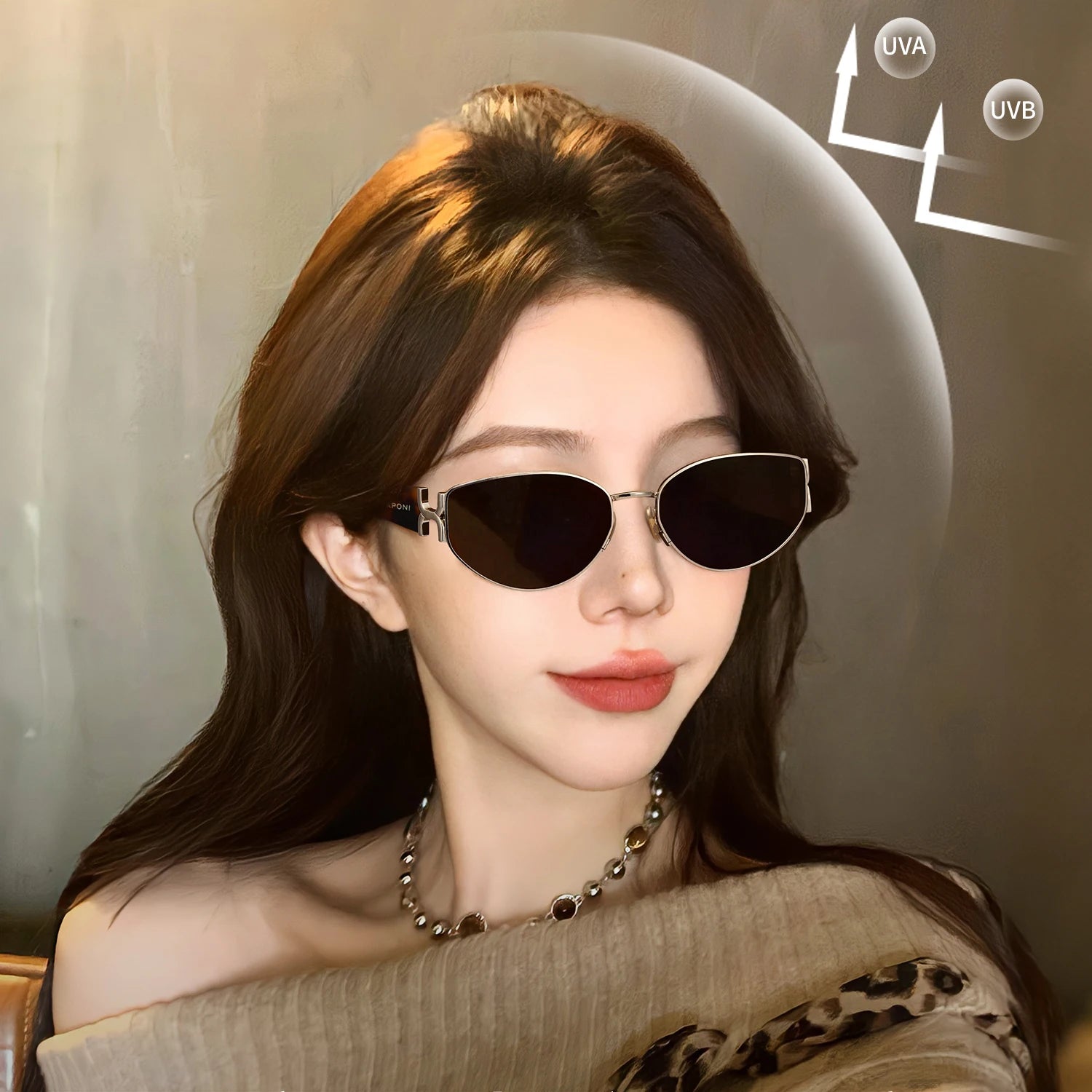 Craftklart Dropship women's polarized sunglasses with amber brown lenses, stylish urban design, and branded frame.