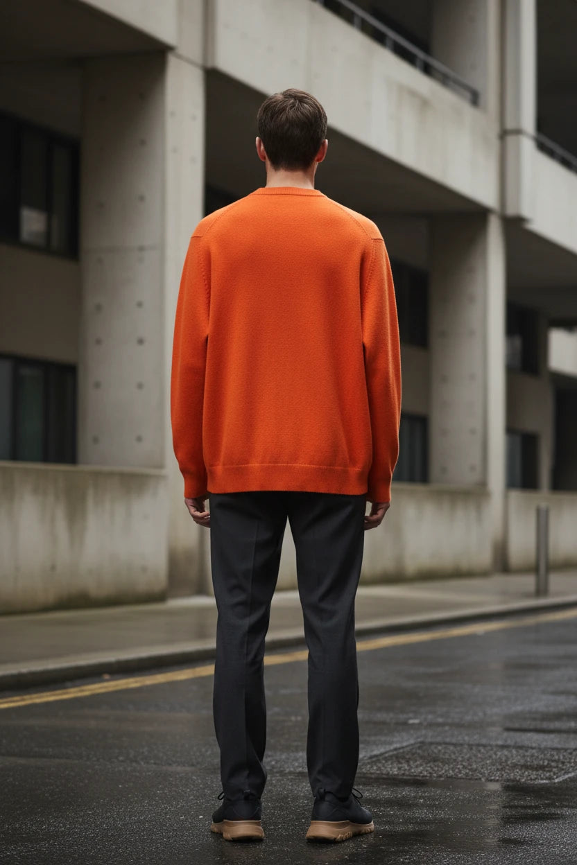 100% Merino Wool Sweater Men's O Neck Pullover | Minimalist Streetwear | Craftklart