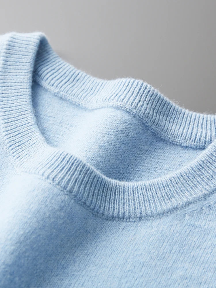 100% Merino Wool Sweater Men's O Neck Pullover | Minimalist Streetwear | Craftklart