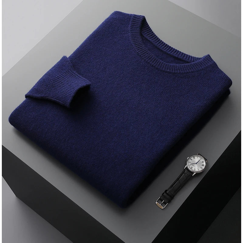 100% Merino Wool Sweater Men's O Neck Pullover | Minimalist Streetwear | Craftklart