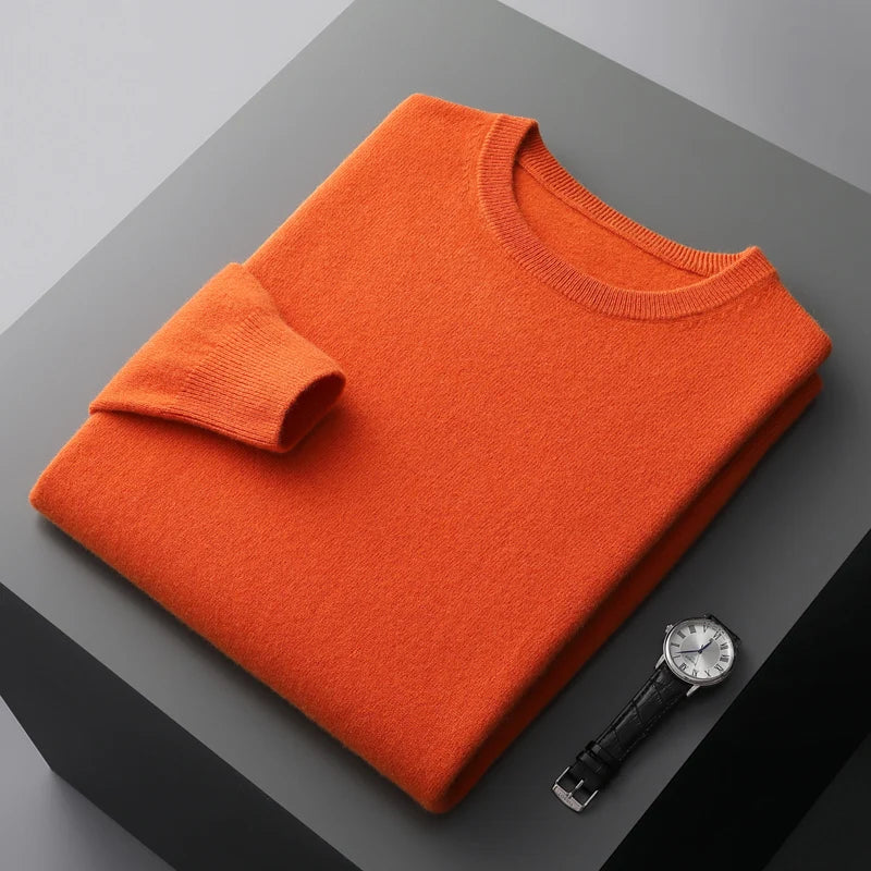 100% Merino Wool Sweater Men's O Neck Pullover | Minimalist Streetwear | Craftklart