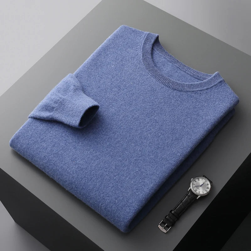 100% Merino Wool Sweater Men's O Neck Pullover | Minimalist Streetwear | Craftklart