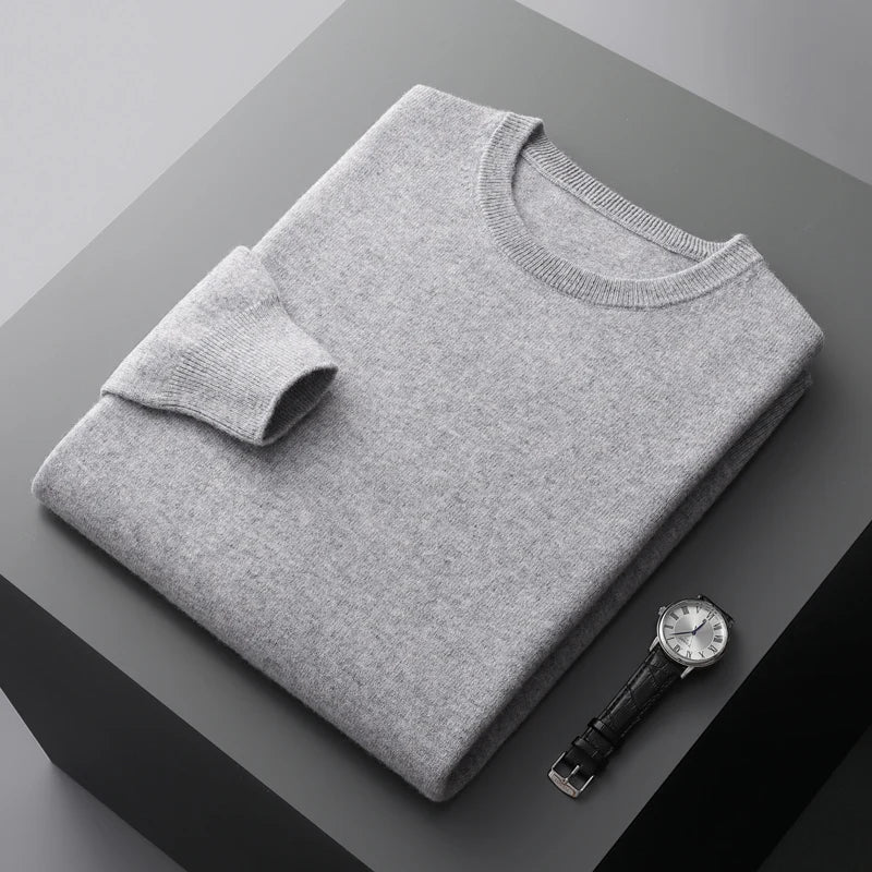 100% Merino Wool Sweater Men's O Neck Pullover | Minimalist Streetwear | Craftklart