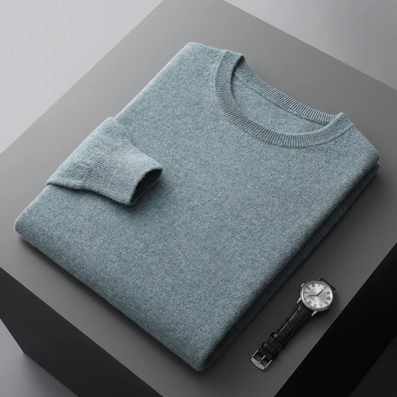 100% Merino Wool Sweater Men's O Neck Pullover | Minimalist Streetwear | Craftklart