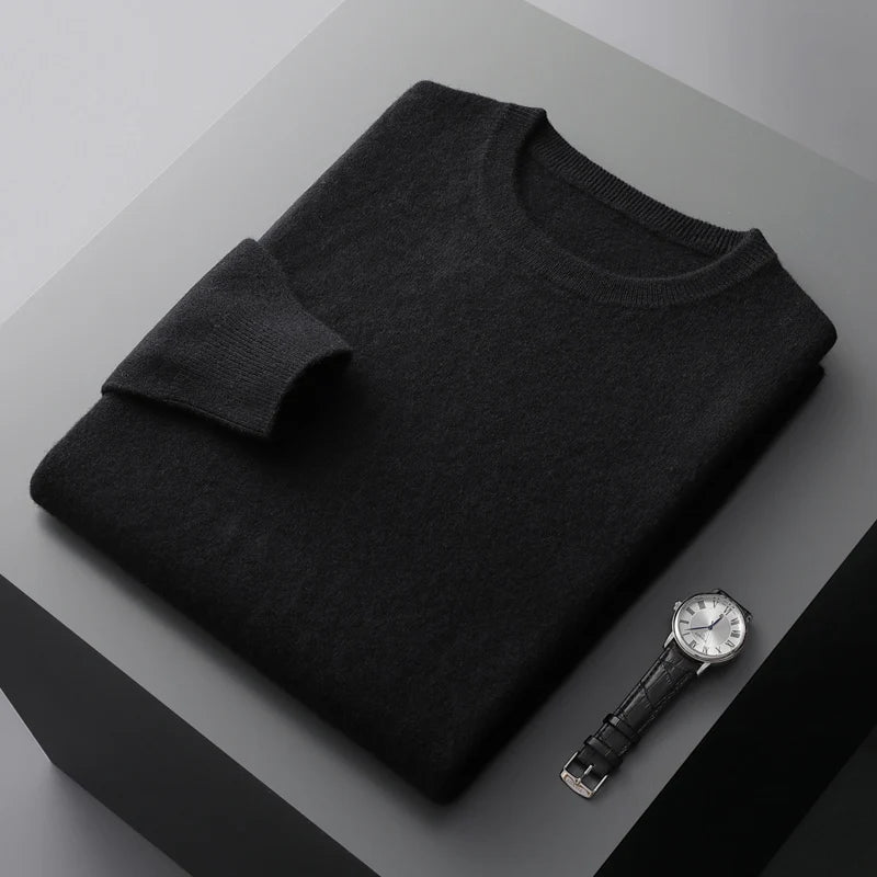 100% Merino Wool Sweater Men's O Neck Pullover | Minimalist Streetwear | Craftklart