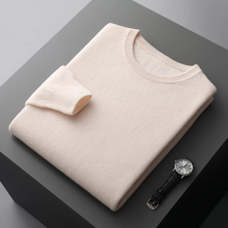 100% Merino Wool Sweater Men's O Neck Pullover | Minimalist Streetwear | Craftklart