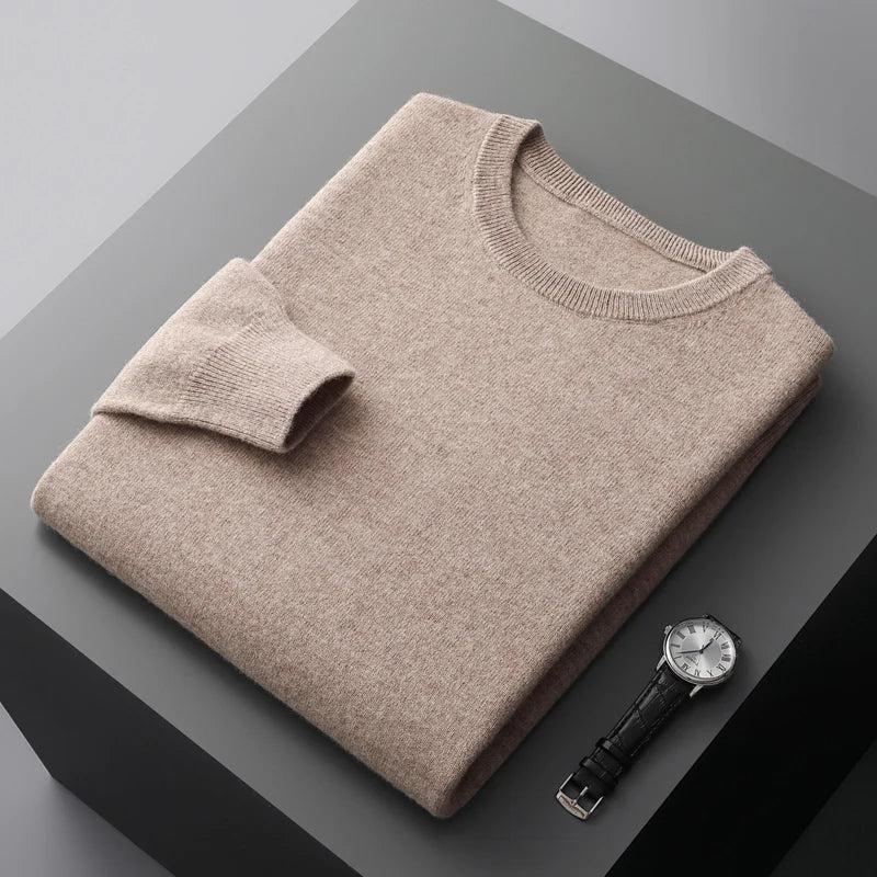 100% Merino Wool Sweater Men's O Neck Pullover | Minimalist Streetwear | Craftklart