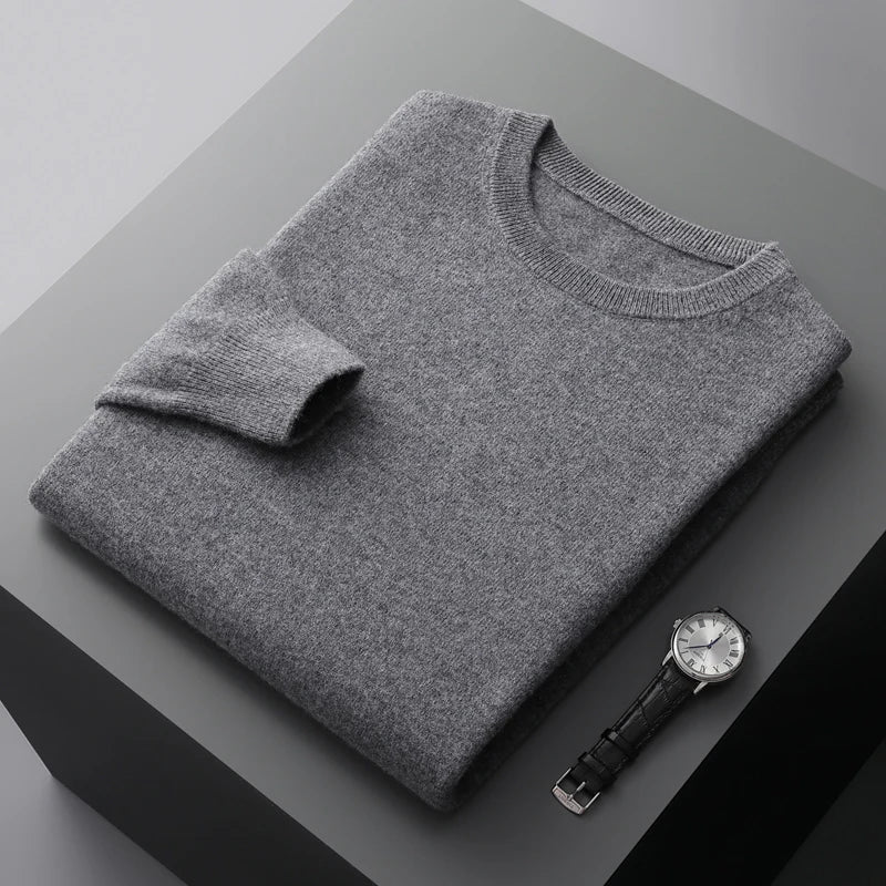 100% Merino Wool Sweater Men's O Neck Pullover | Minimalist Streetwear | Craftklart