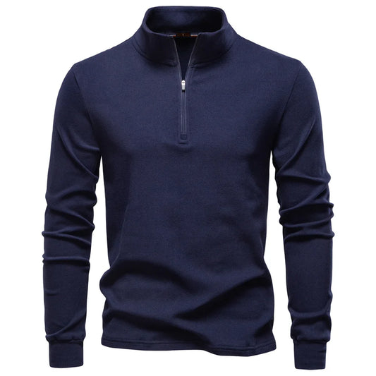 Men's Stand-Up Collar Half-Zip Long-Sleeve Fleece Sweatshirt | Minimalist Streetwear | Craftklart