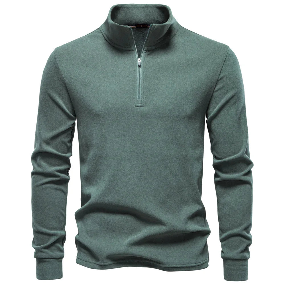 Men's Stand-Up Collar Half-Zip Long-Sleeve Fleece Sweatshirt | Minimalist Streetwear | Craftklart