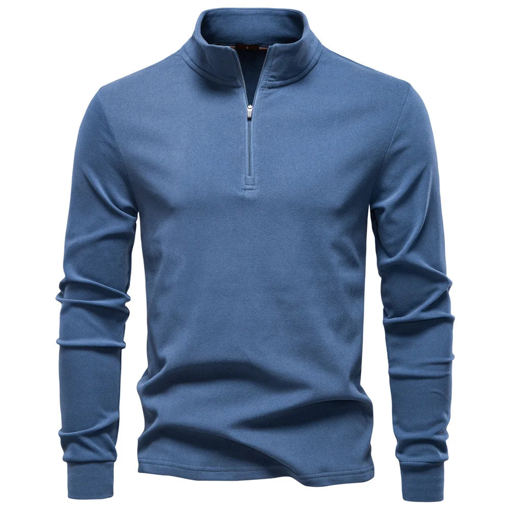 Men's Stand-Up Collar Half-Zip Long-Sleeve Fleece Sweatshirt | Minimalist Streetwear | Craftklart