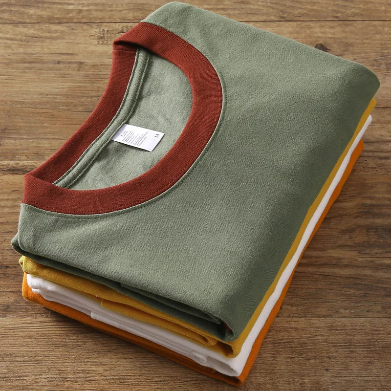 270G Heavyweight Cotton Patchwork T-Shirt – Men's Premium Summer Tee | Minimalist Streetwear | Craftklart