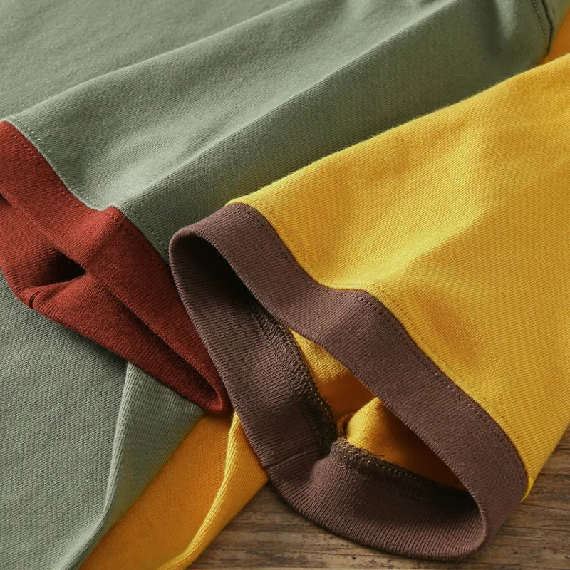 270G Heavyweight Cotton Patchwork T-Shirt – Men's Premium Summer Tee | Minimalist Streetwear | Craftklart