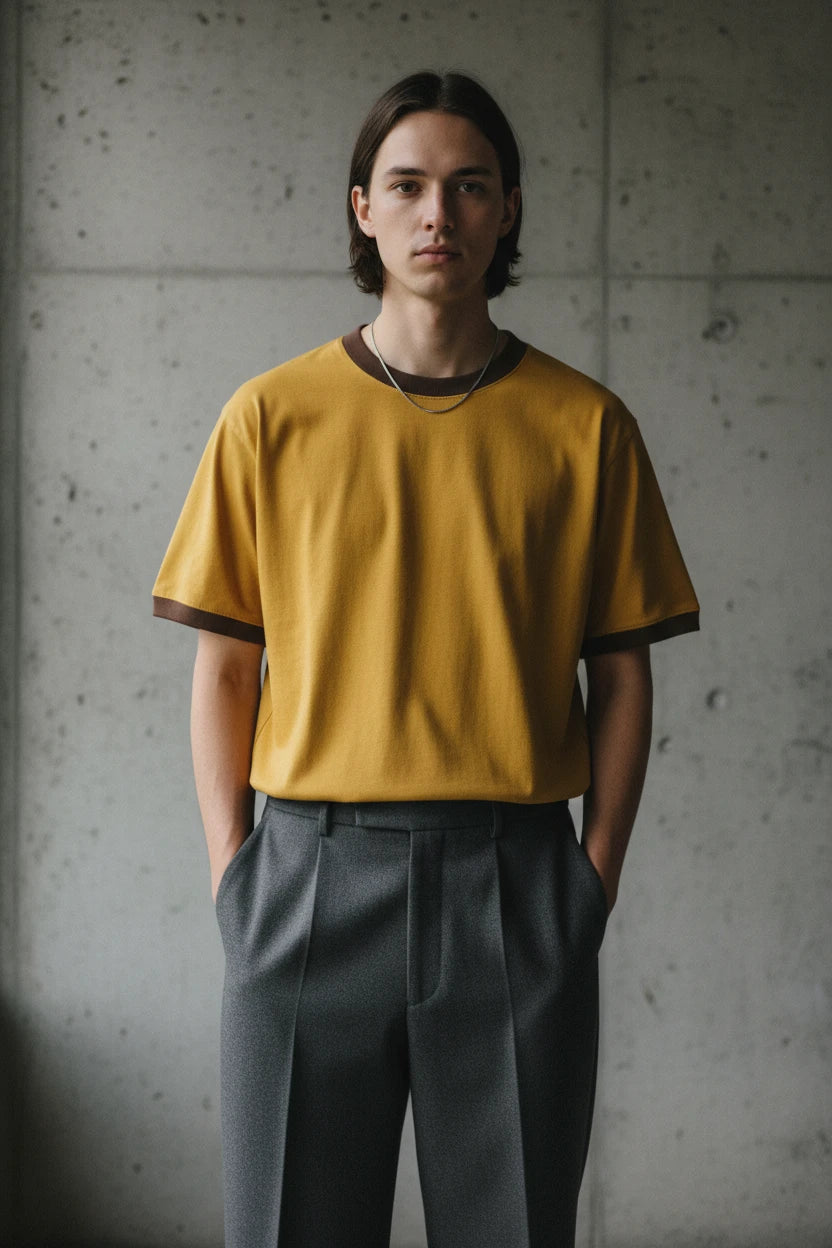 270G Heavyweight Cotton Patchwork T-Shirt – Men's Premium Summer Tee | Minimalist Streetwear | Craftklart