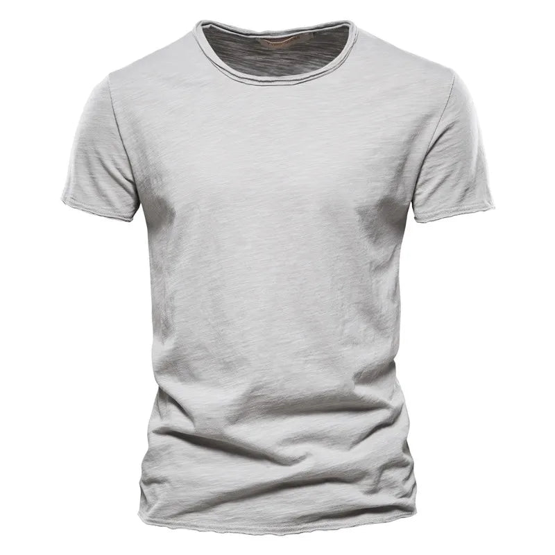Army green men's 100% cotton essential T-shirt from Craftklart Dropship, showing breathable summer tee with a relaxed fit.