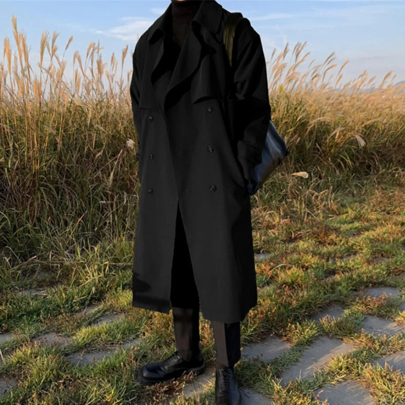 Gray Craftklart Dropship men's trench coat, urban business overcoat with a tailored fit, suitable for professional and stylish wear.