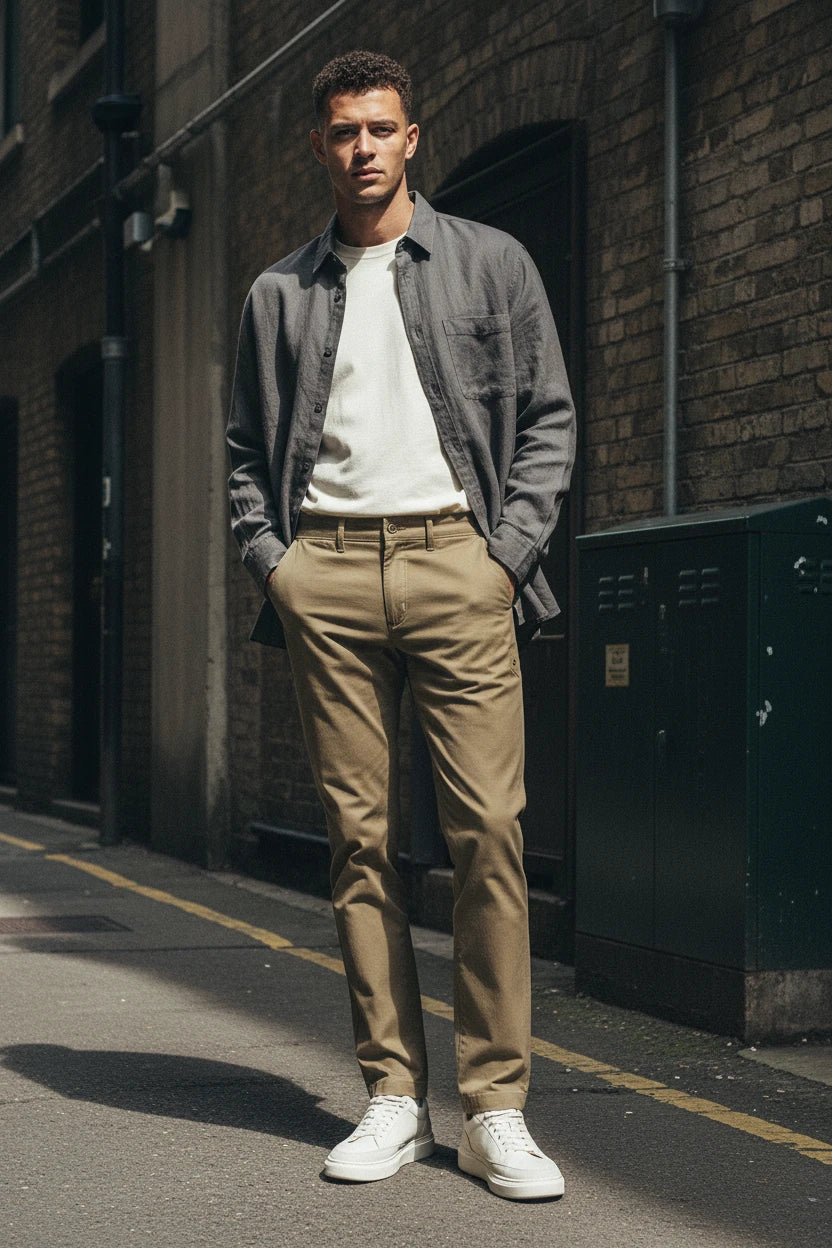 Men's Slim Straight Stretch Cotton Casual Chinos Trouser | Minimalist Streetwear | Craftklart