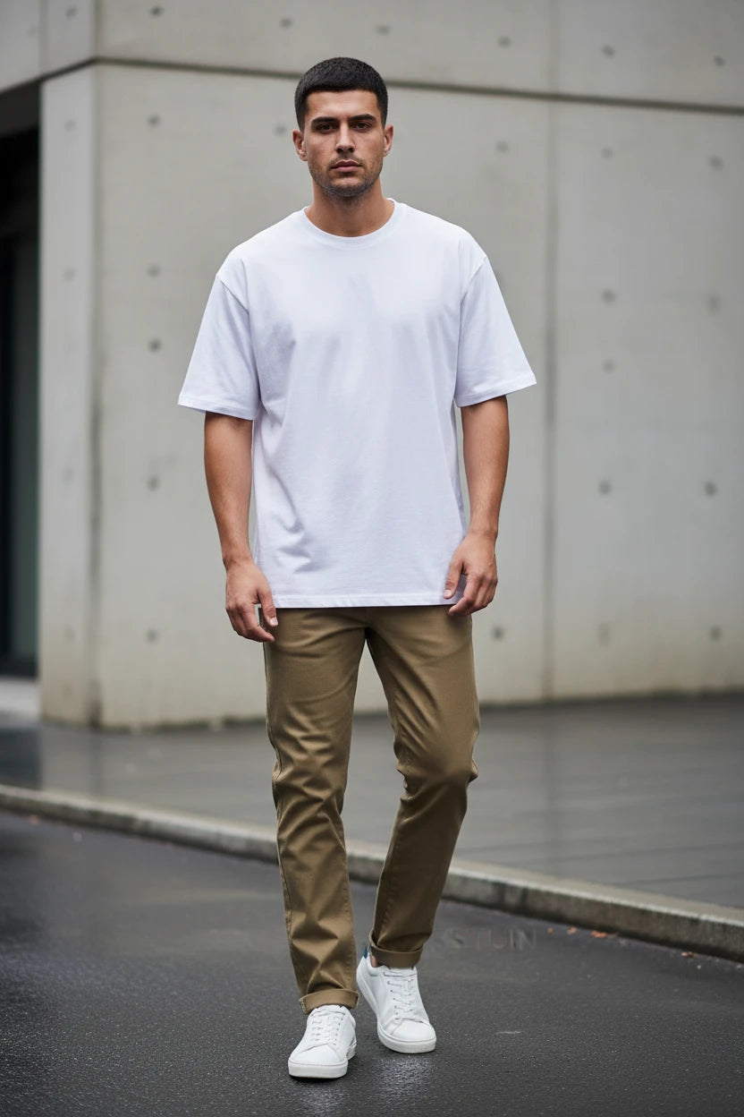 Men's Slim Straight Stretch Cotton Casual Chinos Trouser | Minimalist Streetwear | Craftklart