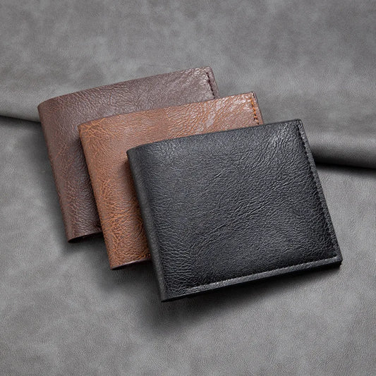 Black men's PU wallet with multiple card slots and ID window, crafted by Craftklart Dropship.