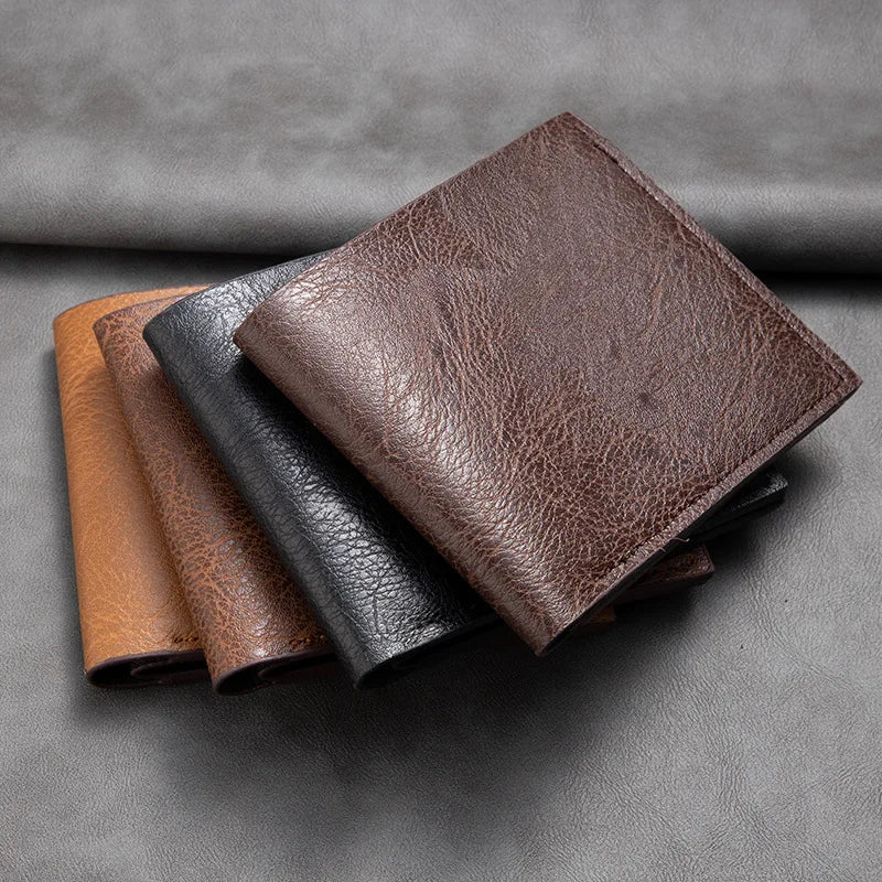 Black men's PU wallet with multiple card slots and ID holder, crafted by Craftklart Dropship.
