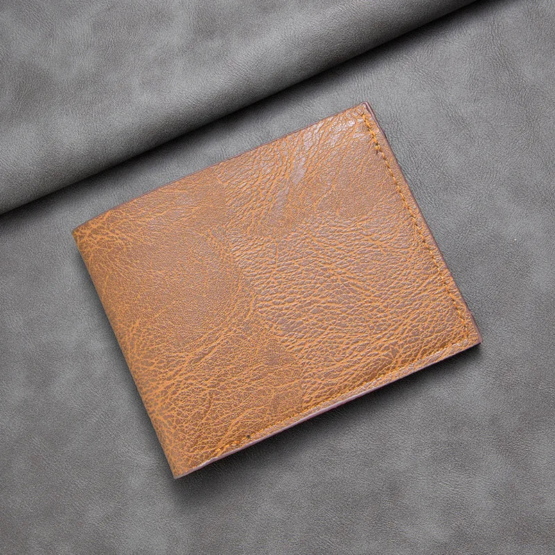 Black men's PU wallet with multiple card slots and ID window, crafted by Craftklart Dropship, designed for secure credit card storage.