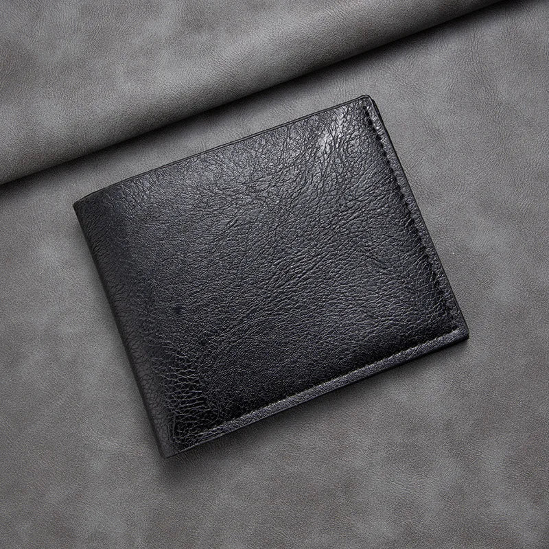 Black men's PU wallet with multiple card slots and ID holder, crafted by Craftklart Dropship for convenient organization.