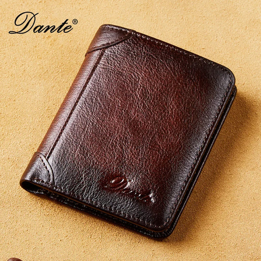Leather men's bifold wallet by Craftklart Dropship with RFID anti-theft protection and brush finish.
