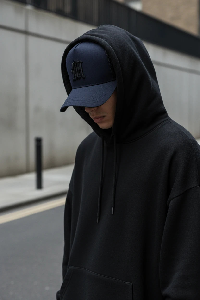 Black Craftklart snapback baseball cap with 3D embroidery, 100% cotton, adjustable trucker hat for casual wear.