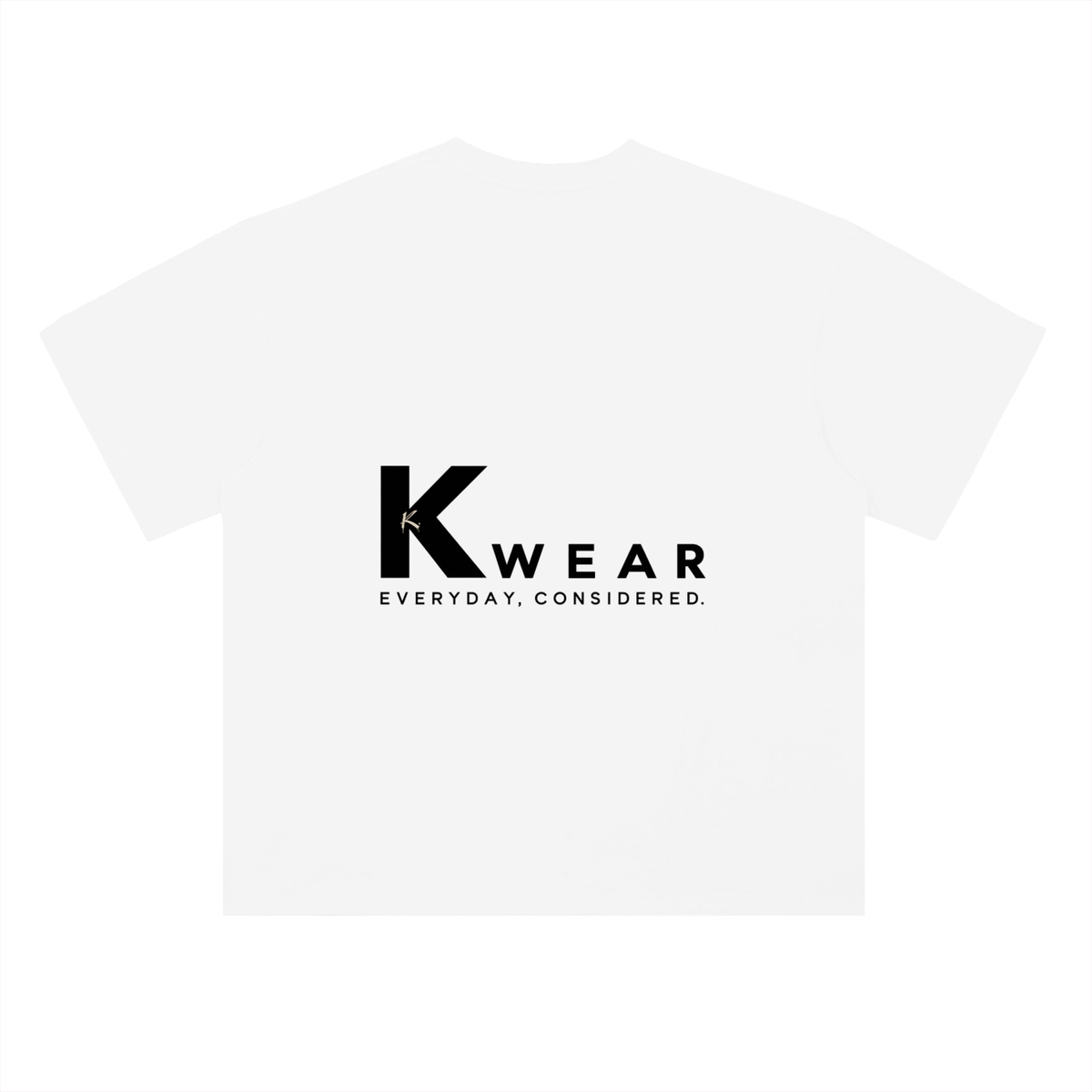 Craftklart white heavyweight cotton t-shirt with black Kwear graphic on the back.