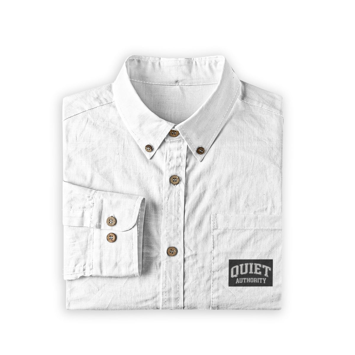 Men's White Slub Cotton Lapel Urban Casual Long Sleeve | Minimalist Streetwear | Craftklart