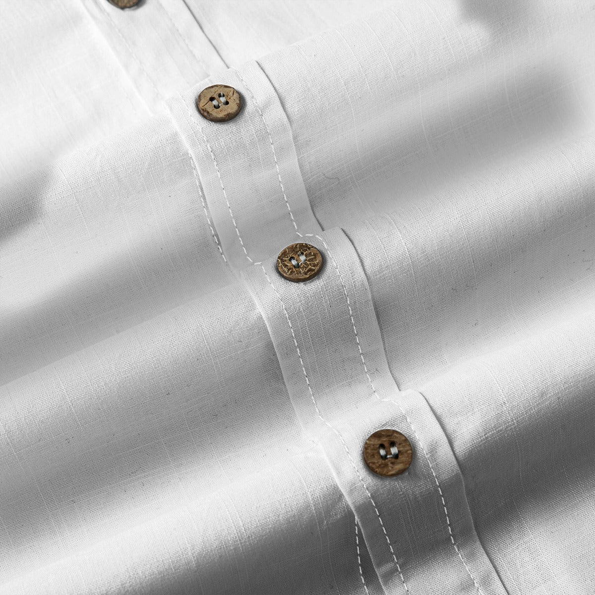 Men's White Slub Cotton Lapel Urban Casual Long Sleeve | Minimalist Streetwear | Craftklart