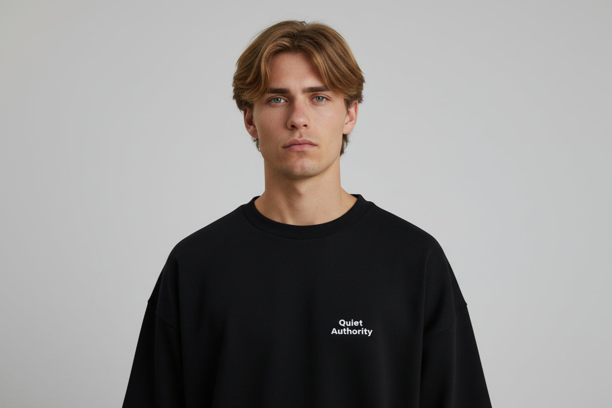 Quiet Authority Oversized Tee – Shadow Black | Minimalist Streetwear | Craftklart