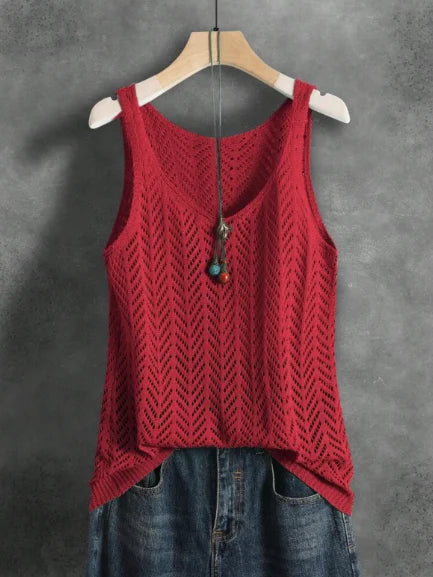Purple women's sleeveless knitted vest with slim fit and O-neck, crafted by Craftklart, stylish women’s tank top top.