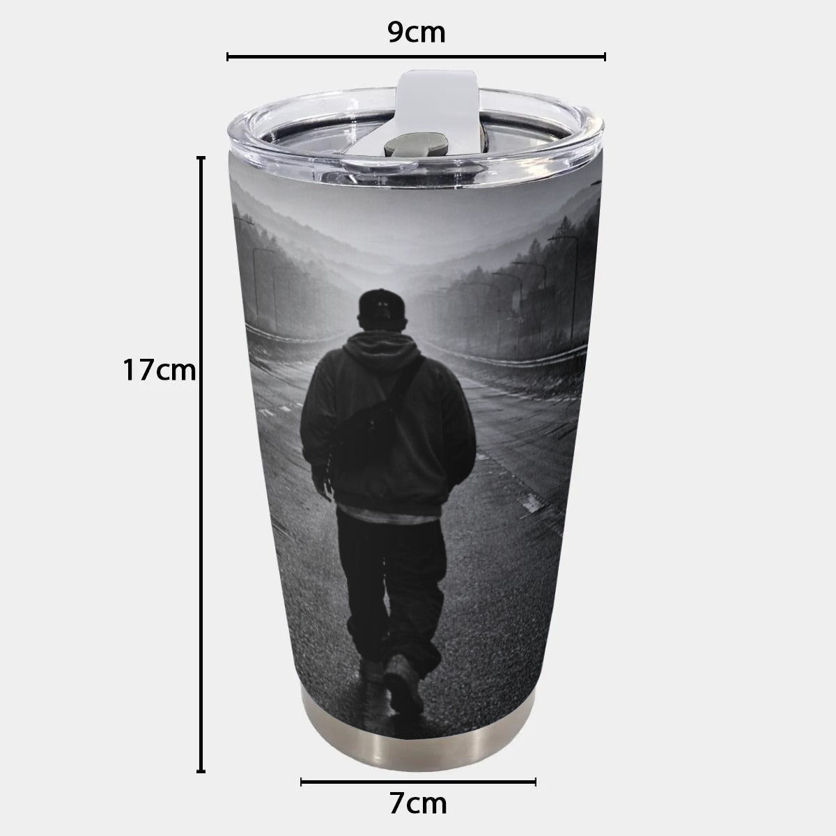 White 20oz Craftklart Quiet Authority stainless steel tumbler with custom print, featuring a sleek design and durable construction.