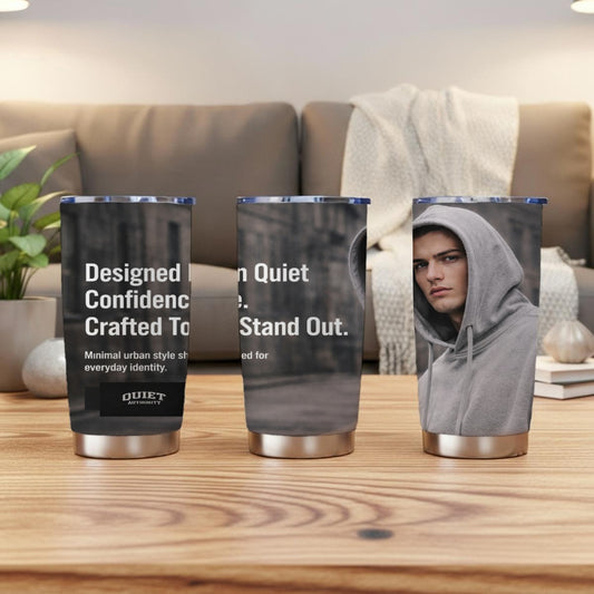 Craftklart Urban Edge 20oz stainless steel tumbler with custom print, featuring a sleek white design and durable construction.