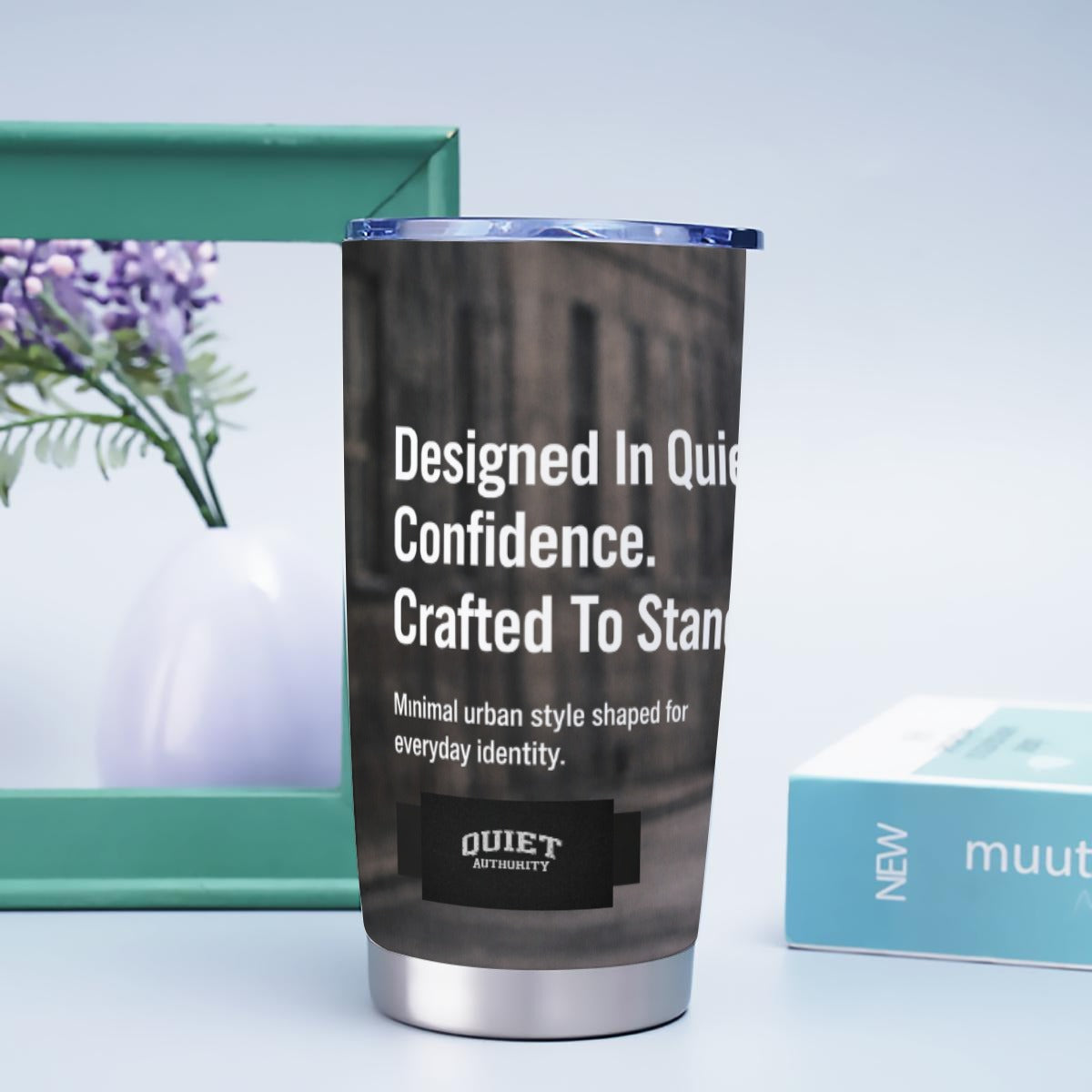 Craftklart 20oz Urban Edge stainless steel tumbler with custom print, white finish and double-wall insulation.