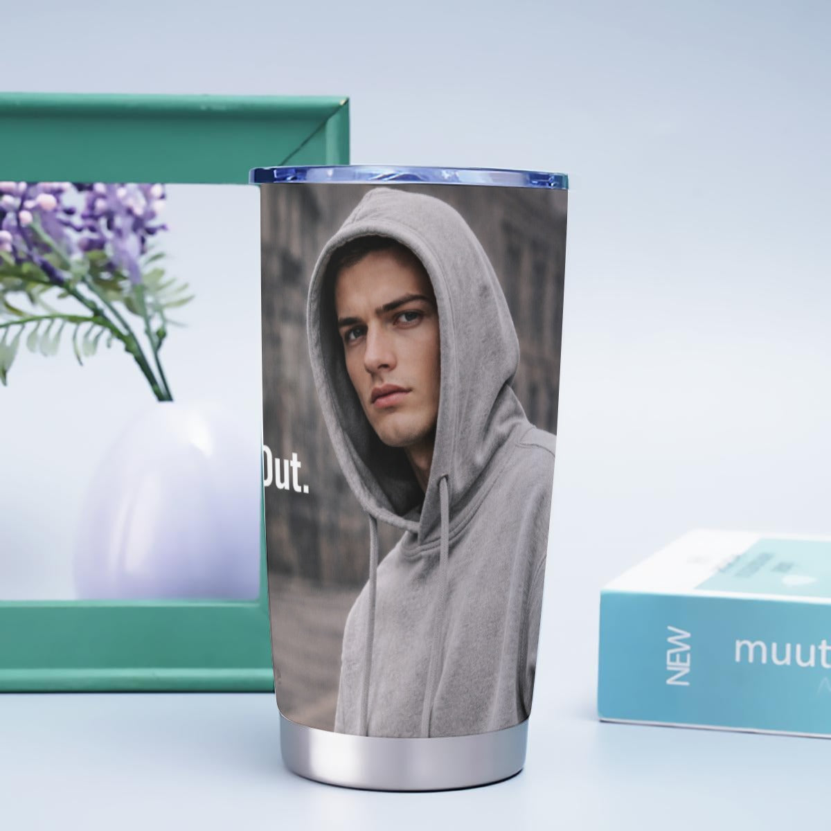White 20oz Craftklart Urban Edge stainless steel tumbler with custom print, featuring a sleek design and durable construction.