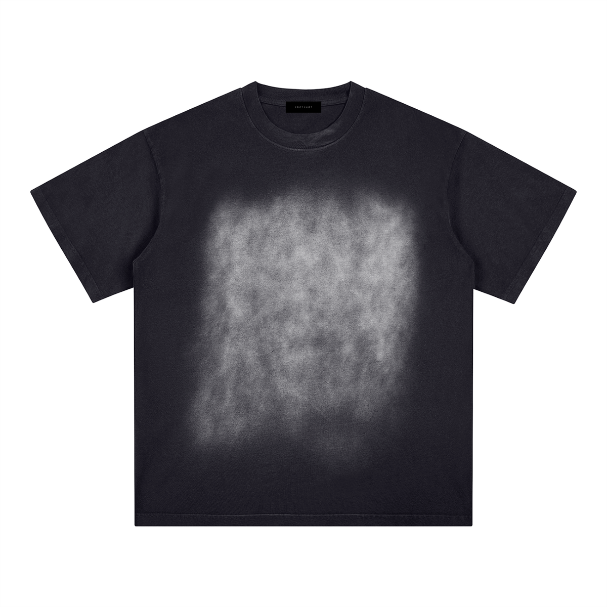 Craftklart washed black cotton t-shirt with a faded square graphic print on the front and a relaxed loose fit.