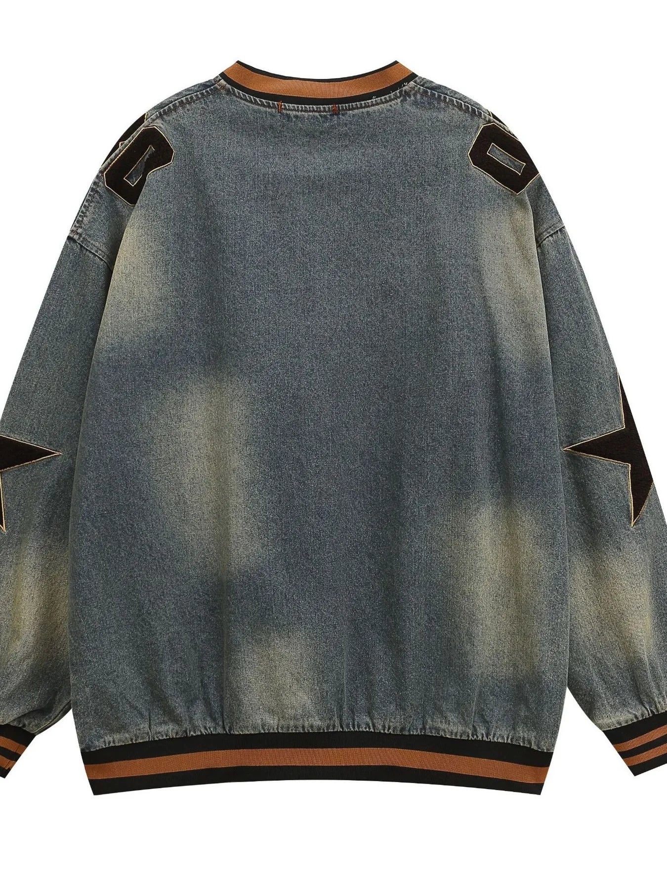 Men's Washed Denim Sports Jersey Sweatshirt - Premium Sweater from Trendsi - Just $83.02! Shop now at Craftklart.store