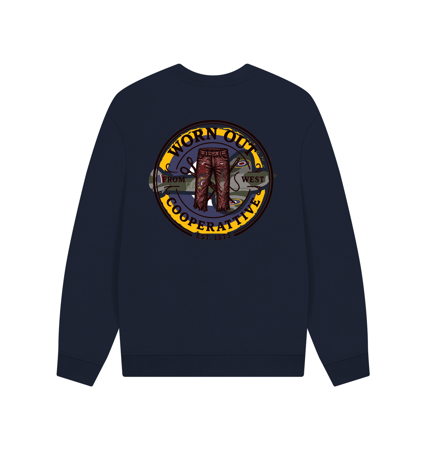 Navy Blue Printed Sweater Back