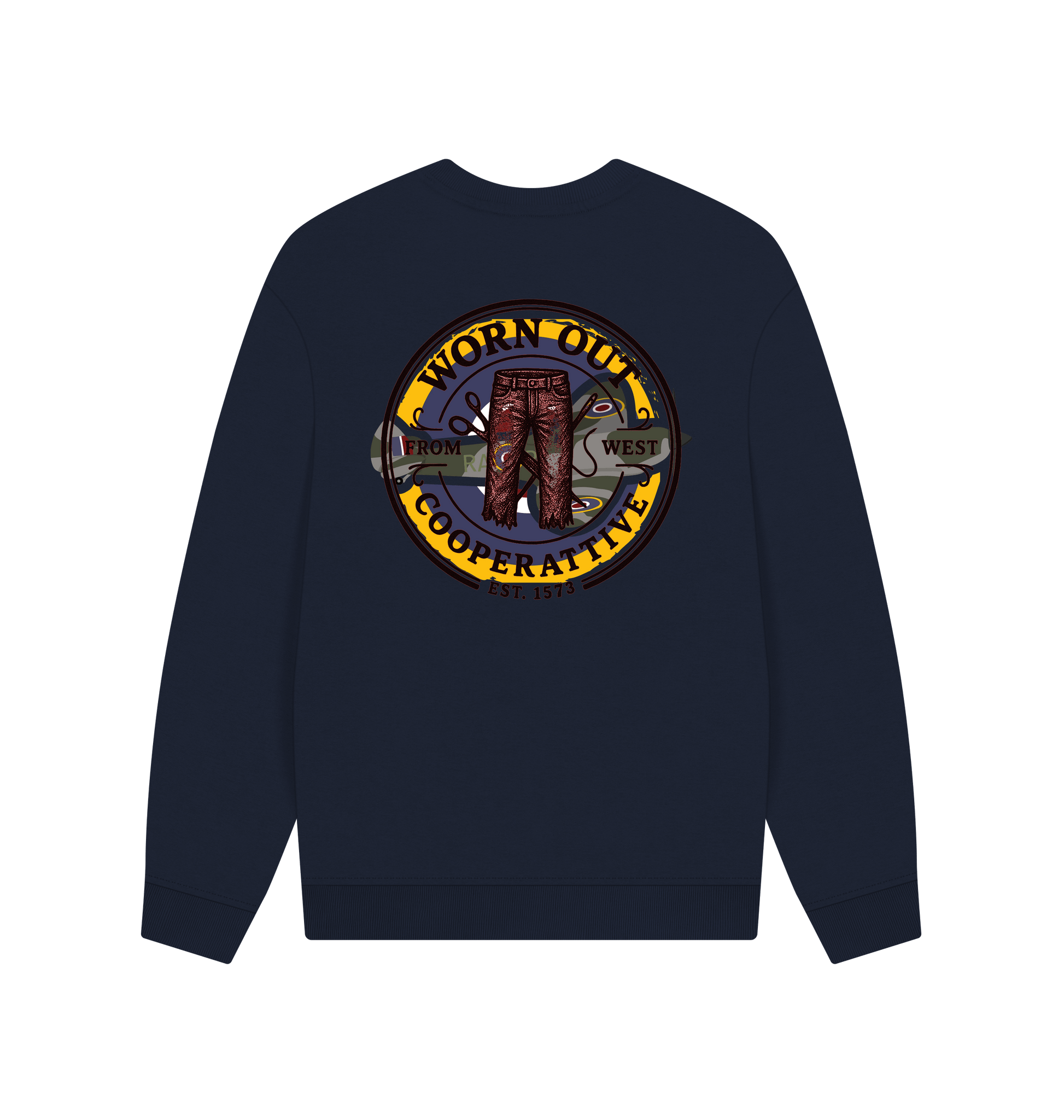 Navy Blue Printed Sweater Back